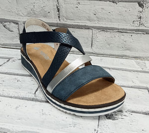 RIEKER - V3663-14 - SANDAL - Navy/Silver