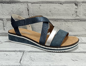 RIEKER - V3663-14 - SANDAL - Navy/Silver