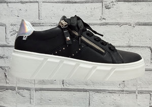 RIEKER - W0505-00 -  ZIP/LACE UP TRAINER - White/Black