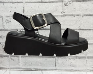 RIEKER - W1550-00 - WEDGE SANDAL - Black