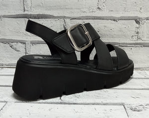 RIEKER - W1550-00 - WEDGE SANDAL - Black