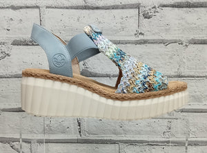RIEKER - 69172-91 - WEDGE SANDAL - Blue Multi
