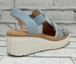 RIEKER - 69172-91 - WEDGE SANDAL - Blue Multi