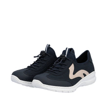 Load image into Gallery viewer, RIEKER - L32G9-14 - SLIP ON BUNGEE TRAINER - Navy/Rose