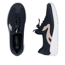 Load image into Gallery viewer, RIEKER - L32G9-14 - SLIP ON BUNGEE TRAINER - Navy/Rose