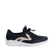 Load image into Gallery viewer, RIEKER - L32G9-14 - SLIP ON BUNGEE TRAINER - Navy/Rose