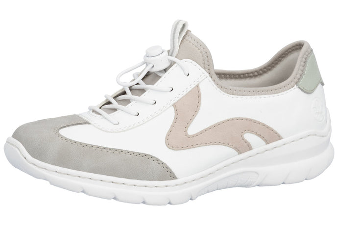 RIEKER - L32G9-80 - SLIP ON BUNGEE TRAINER - White/Pink