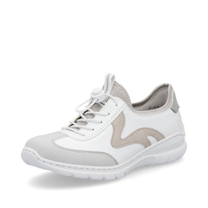 RIEKER - L32G9-80 - SLIP ON BUNGEE TRAINER - White/Pink