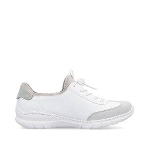 RIEKER - L32G9-80 - SLIP ON BUNGEE TRAINER - White/Pink