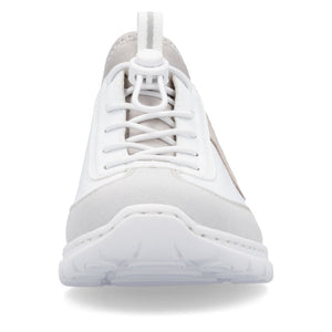 RIEKER - L32G9-80 - SLIP ON BUNGEE TRAINER - White/Pink