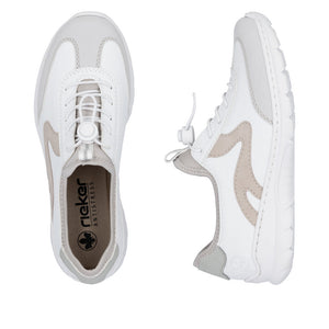 RIEKER - L32G9-80 - SLIP ON BUNGEE TRAINER - White/Pink