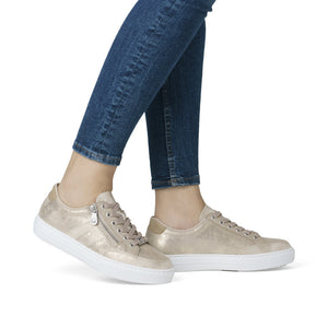 RIEKER - L5903-62 - LACE UP/ZIP SNEAKER TRAINER - Muschel