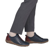 Load image into Gallery viewer, RIEKER - L7562-14 - SLIP-IN SHOE (Water Resistant) - Blue/Burgundy (NEW IN)