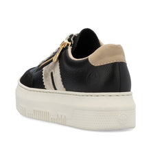 Load image into Gallery viewer, RIEKER - M1912-00 - LACE UP/ZIP SNEAKER TRAINER - Black/Beige