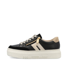 Load image into Gallery viewer, RIEKER - M1912-00 - LACE UP/ZIP SNEAKER TRAINER - Black/Beige