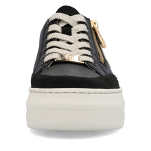 Load image into Gallery viewer, RIEKER - M1912-00 - LACE UP/ZIP SNEAKER TRAINER - Black/Beige