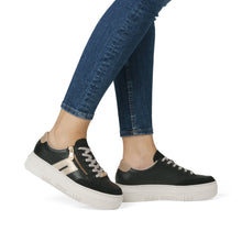 Load image into Gallery viewer, RIEKER - M1912-00 - LACE UP/ZIP SNEAKER TRAINER - Black/Beige