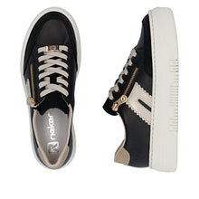 Load image into Gallery viewer, RIEKER - M1912-00 - LACE UP/ZIP SNEAKER TRAINER - Black