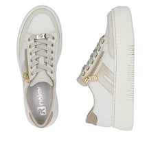 Load image into Gallery viewer, RIEKER - M1912-80 - LACE UP/ZIP SNEAKER TRAINER - Cream