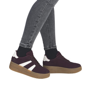RIEKER - M7601-30 -  LACE UP SNEAKER TRAINER - Burgundy/OffWhite