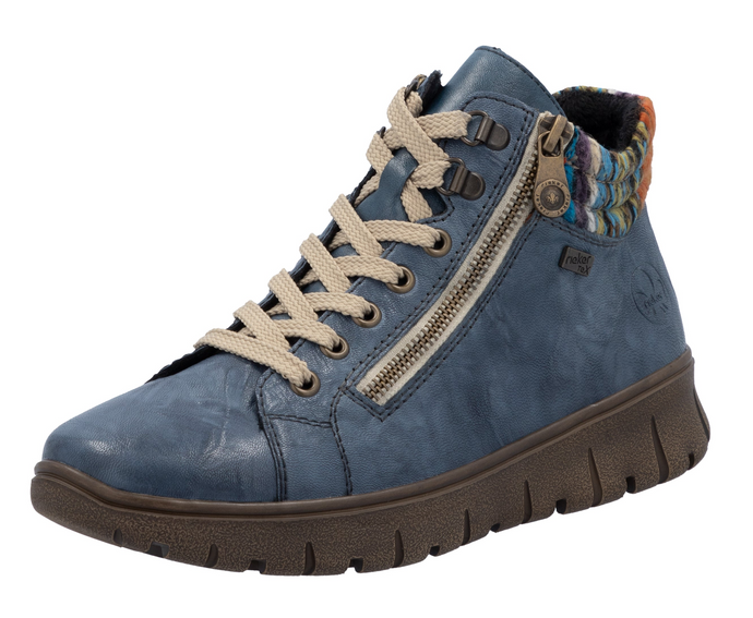RIEKER - N1305-14 - ZIP/LACE BOOT (Water Resistant)- Blue Multi