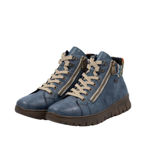 RIEKER - N1305-14 - ZIP/LACE BOOT (Water Resistant)- Blue Multi