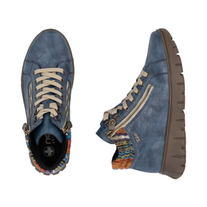 RIEKER - N1305-14 - ZIP/LACE BOOT (Water Resistant)- Blue Multi
