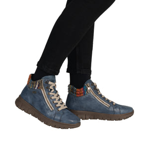 RIEKER - N1305-14 - ZIP/LACE BOOT (Water Resistant)- Blue Multi