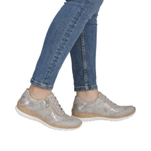 Load image into Gallery viewer, RIEKER - N4221-90 - LACE UP/ZIP TRAINER SHOE - Ice Rose Metallic