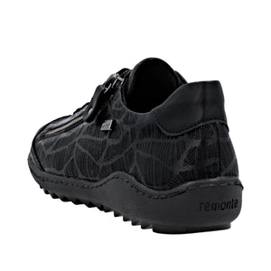 REMONTE - R1402-00- ZIP/LACE SHOE (Water Resistant) - Black