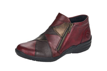 Load image into Gallery viewer, REMONTE - R7674-36 - 2 x ZIP ANKLE BOOT - Wine Multi  (NEW IN)