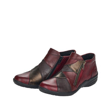 Load image into Gallery viewer, REMONTE - R7674-36 - 2 x ZIP ANKLE BOOT - Wine Multi  (NEW IN)