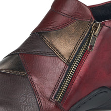 Load image into Gallery viewer, REMONTE - R7674-36 - 2 x ZIP ANKLE BOOT - Wine Multi  (NEW IN)