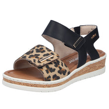 Load image into Gallery viewer, RIEKER - V4181-00 - WEDGE STRAP SANDAL - Beige/Black