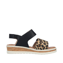 Load image into Gallery viewer, RIEKER - V4181-00 - WEDGE STRAP SANDAL - Beige/Black