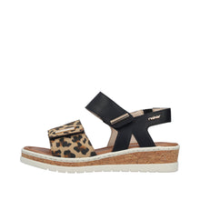 Load image into Gallery viewer, RIEKER - V4181-00 - WEDGE STRAP SANDAL - Beige/Black