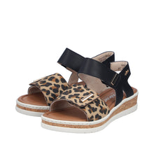 Load image into Gallery viewer, RIEKER - V4181-00 - WEDGE STRAP SANDAL - Beige/Black