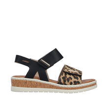 Load image into Gallery viewer, RIEKER - V4181-00 - WEDGE STRAP SANDAL - Beige/Black