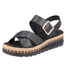 Load image into Gallery viewer, RIEKER - V7951-00 - WEDGE STRAP SANDAL - Black