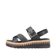 Load image into Gallery viewer, RIEKER - V7951-00 - WEDGE STRAP SANDAL - Black