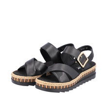 Load image into Gallery viewer, RIEKER - V7951-00 - WEDGE STRAP SANDAL - Black