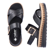 Load image into Gallery viewer, RIEKER - V7951-00 - WEDGE STRAP SANDAL - Black