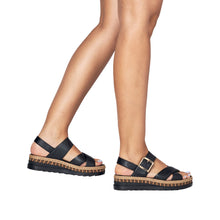 Load image into Gallery viewer, RIEKER - V7951-00 - WEDGE STRAP SANDAL - Black