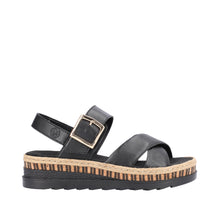 Load image into Gallery viewer, RIEKER - V7951-00 - WEDGE STRAP SANDAL - Black