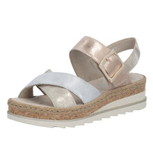 Load image into Gallery viewer, RIEKER - V7951-90 - WEDGE STRAP SANDAL - Silver/Gold/Rose