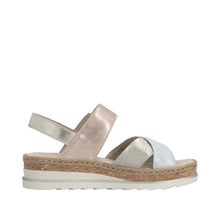 Load image into Gallery viewer, RIEKER - V7951-90 - WEDGE STRAP SANDAL - Silver/Gold/Rose