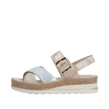 Load image into Gallery viewer, RIEKER - V7951-90 - WEDGE STRAP SANDAL - Silver/Gold/Rose