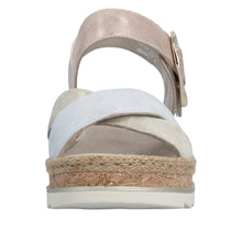 Load image into Gallery viewer, RIEKER - V7951-90 - WEDGE STRAP SANDAL - Silver/Gold/Rose
