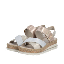 Load image into Gallery viewer, RIEKER - V7951-90 - WEDGE STRAP SANDAL - Silver/Gold/Rose