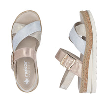 Load image into Gallery viewer, RIEKER - V7951-90 - WEDGE STRAP SANDAL - Silver/Gold/Rose